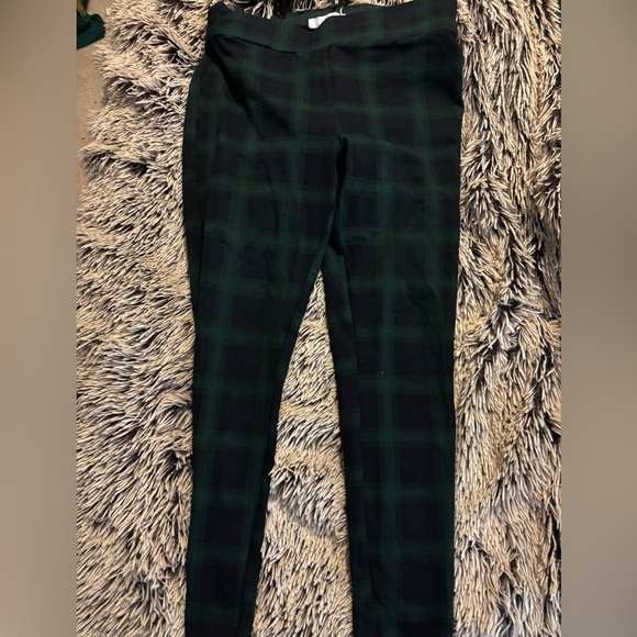 LOFT Pants - LOFT Dark Green and Black Plaid Pants